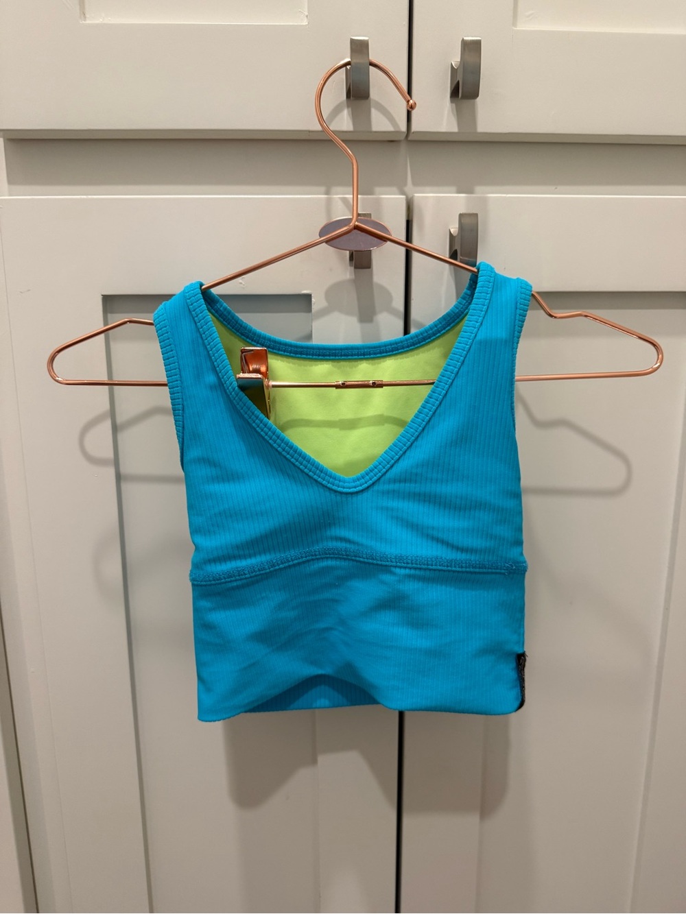 Kids Bright Teal Dance Crop Top with Lime Lining